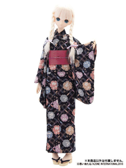 50cm Doll Wear - 50 Yukata Set -Tsukimi Rabbit- Navy (DOLL ACCESSORY)