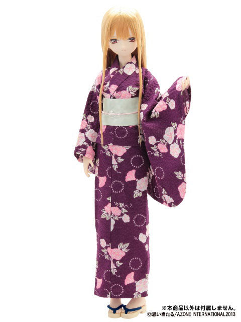 50cm Doll Wear - 50 Yukata Set -Dream of Morning Glory- Purple (DOLL ACCESSORY)