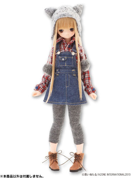 Doll Clothes - PureNeemo S Size Costume - Pureneemo Original Costume - Snotty Cat Denim Salopette Skirt - 1/6 - Indigo (Azone)　