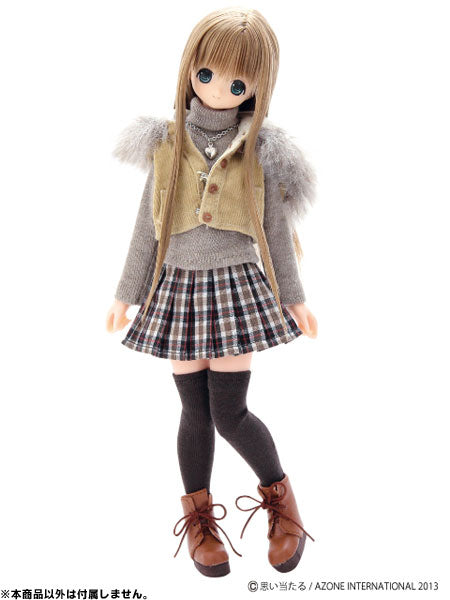 Doll Clothes - Pureneemo Original Costume - PureNeemo S Size Costume - Check Pleat Skirt - 1/6 - Brown x Black (Azone)　