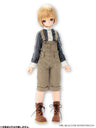 Pure Neemo XS Size - Stand Color Blouse & Overall Pants Set / Blue Stripe x Brown (DOLL ACCESSORY)　