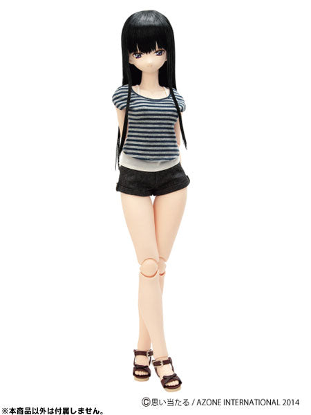 AZO2 Stripe Cut-and-sewn Shirt & Camisole Set/ Navy x White (DOLL ACCESSORY)