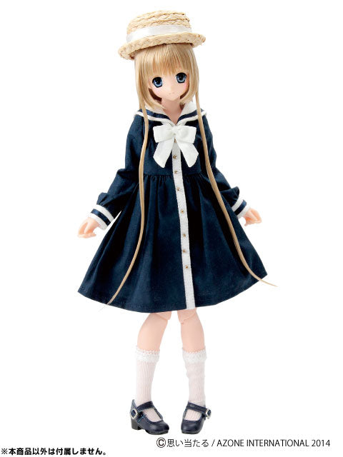 Doll Clothes - PureNeemo M Size Costume - Pureneemo Original Costume - Komorebi Mori no Oyofukuya-san - Boater Hat & Omoide Sailor Dress Set - Navy (Azone)