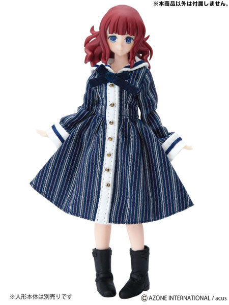 Doll Clothes - Picconeemo Costume - Komorebi Mori no Oyofukuya-san - Boater & Memories Sailor One-piece Set - 1/12 - Blue Stripe (Azone)