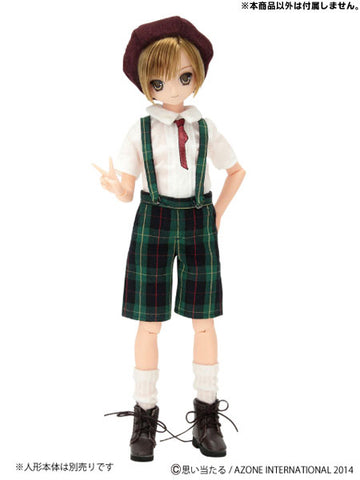 Pure Neemo XS Size - PNXS St. Potre Dame Elementary School Boy's Uniform Set / Leaf Green Checkered (DOLL ACCESSORY)