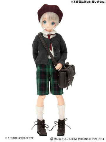 Pure Neemo XS Size - PNXS St. Potre Dame Elementary School Boy's Uniform Set / Leaf Green Checkered (DOLL ACCESSORY)