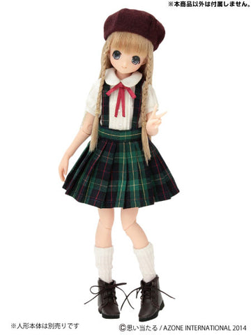 Pure Neemo XS Size - PNXS St. Potre Dame Elementary School Girl's Uniform Set / Leaf Green Checkered (DOLL ACCESSORY)