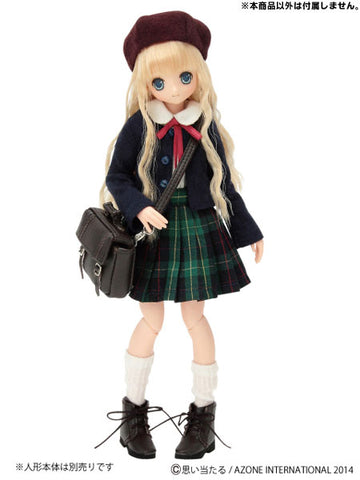 Pure Neemo XS Size - PNXS St. Potre Dame Elementary School Girl's Uniform Set / Leaf Green Checkered (DOLL ACCESSORY)