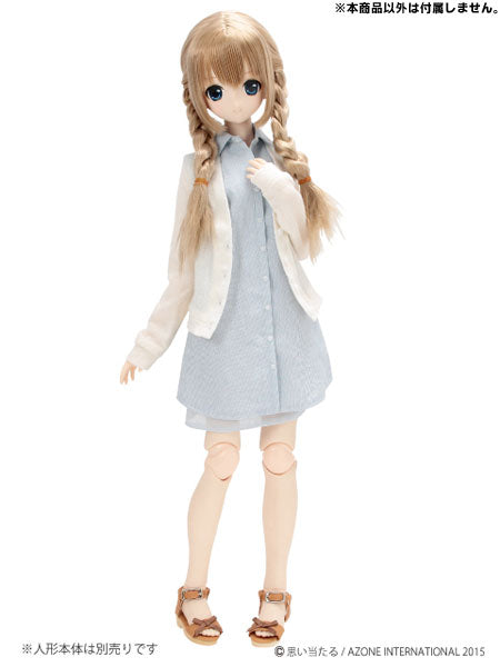 48/50cm Doll Wear - Dolls 50 Stripe Line Non-Sleeve One-piece Set / Light Blue (DOLL ACCESSORY)