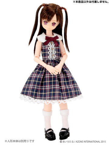 Doll Clothes - Komorebi Mori no Oyofukuya-san - Picconeemo Costume - Round Collar One-piece - 1/12 - Navy Plaid (Azone)