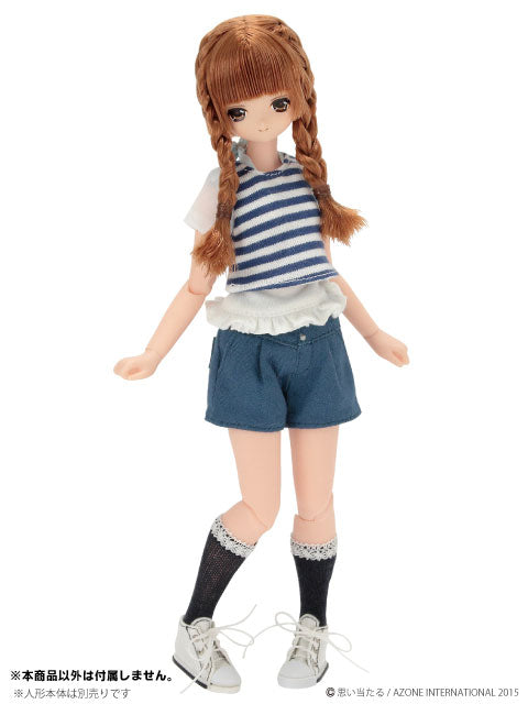 Doll Clothes - PureNeemo M Size Costume - 3 Buttoned Culottes - 1/6 - Blue (Azone)　