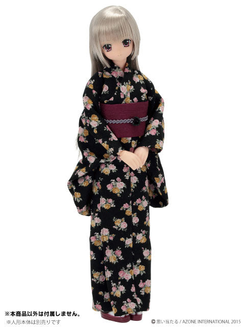 Doll Clothes - PureNeemo M Size Costume - Pureneemo Original Costume - Yukata Set -Nobara no Koi- - 1/6 - Ink Black (Azone)　