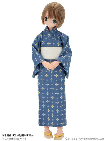 Doll Clothes - PureNeemo XS Size Costume - Boy Yukata Set -Kazaguruma- - 1/6 - Sky Blue (Azone)　