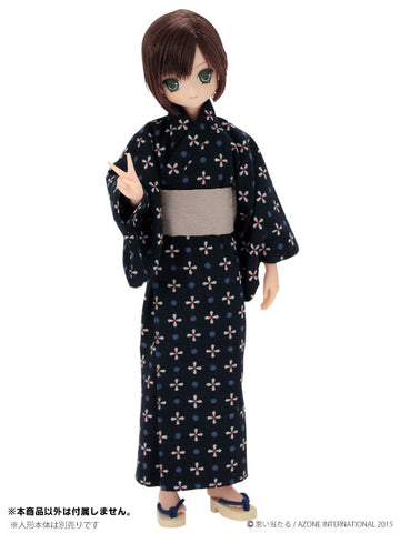Doll Clothes - PureNeemo XS Size Costume - Boy Yukata Set -Kazaguruma- - 1/6 - Indigo (Azone)　