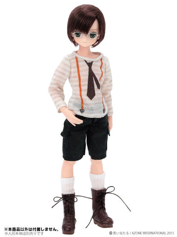 Doll Clothes - PureNeemo S Size Costume - Necktie & Suspender Cutsew - 1/6 - Beige Boader (Azone)　