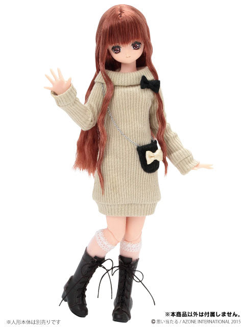 Doll Clothes - PureNeemo M Size Costume - Pureneemo Original Costume - Knit One-piece w/Chain Bag - 1/6 - Beige (Azone)　