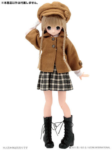 Pure Neemo Size - PNXS Little Autumn Girl Set / Biscuit Brown x Navy Checkered (DOLL ACCESSORY)