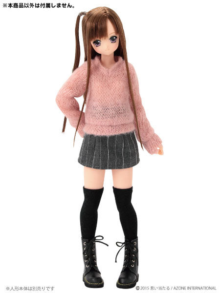 Doll Clothes - Pureneemo Original Costume - PureNeemo S Size Costume - Moe-sleeve V-neck Sweater - 1/6 - Strawberry Pink (Azone)　