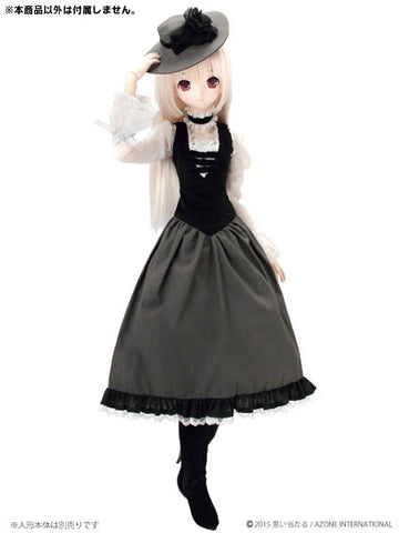 48cm/50cm Doll Wear - BlackRavenClothing Nocturne Dress Set / Black x White (DOLL ACCESSORY)