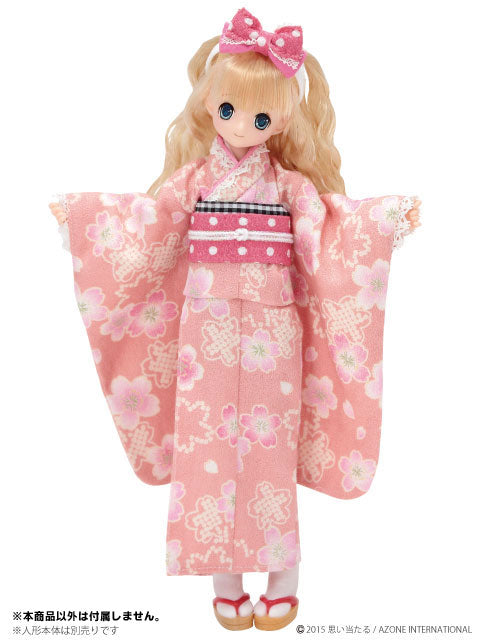 Doll Clothes - PureNeemo XS Size Costume - Pureneemo Original Costume - Kimono/Ruffle Hakama Set -Hinazakura- - 1/6 - Pink (Azone)　