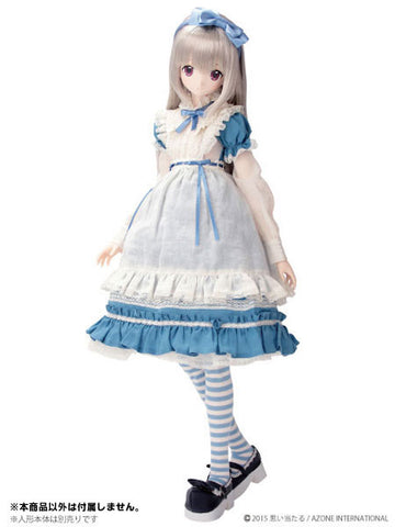 48cm/50cm Doll Wear - 50 ELLEN'S CLOSET Alice Dress Set / Antique Blue x Beige (DOLL ACCESSORY)