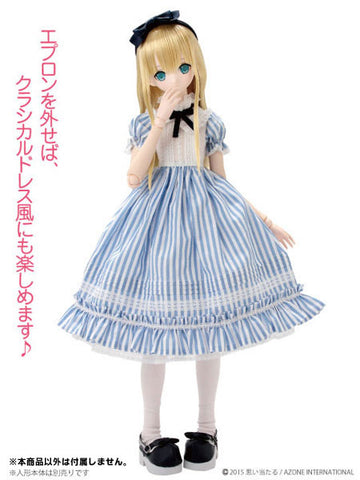 48cm/50cm Doll Wear - 50 ELLEN'S CLOSET Alice Dress Set / Blue Stripe x White (DOLL ACCESSORY)