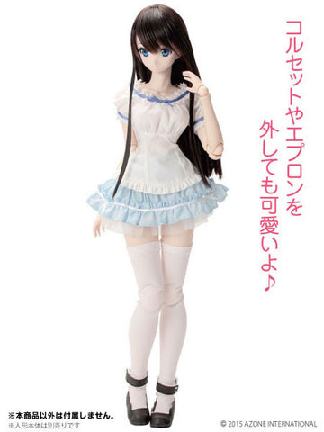 48cm/50cm Doll Wear - AZO2 Sarah's a la Mode Sweets Waitress Set / Blue x White (DOLL ACCESSORY)