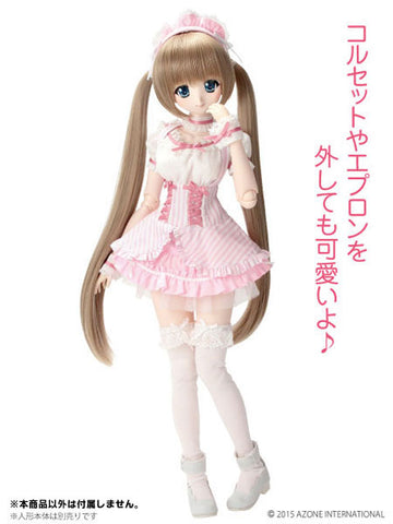 48cm/50cm Doll Wear - AZO2 Sarah's a la Mode Sweets Waitress Set / Pink x White (DOLL ACCESSORY)