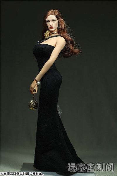 1/6 Slim Sling Evening Dress Set: Black (PCR-014B) (DOLL ACCESSORY)