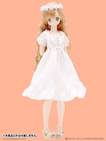 Doll Clothes - PureNeemo M Size Costume - Pureneemo Original Costume - Flower Crown Dress Set - 1/6 - White (Azone)　