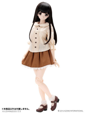 48cm/50cm Doll Wear - AZO2 Tunic Blouse & Skirt Set / Beige x Brown (DOLL ACCESSORY)