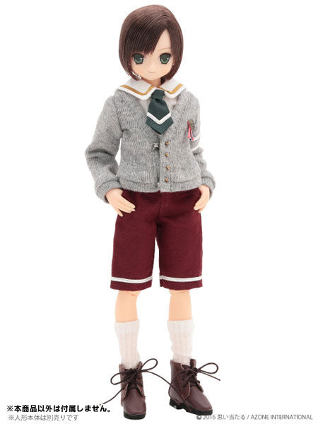 Doll Clothes - PureNeemo XS Size Costume - Pureneemo Original Costume - Boys Preparatory School Set - 1/6 - Gray x Bordeaux (Azone)　