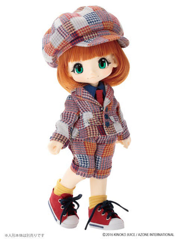 Doll Clothes - KIKIPOP! - Kinoko Planet - Namaiki School Boy Set - Red Multi Check (Azone)