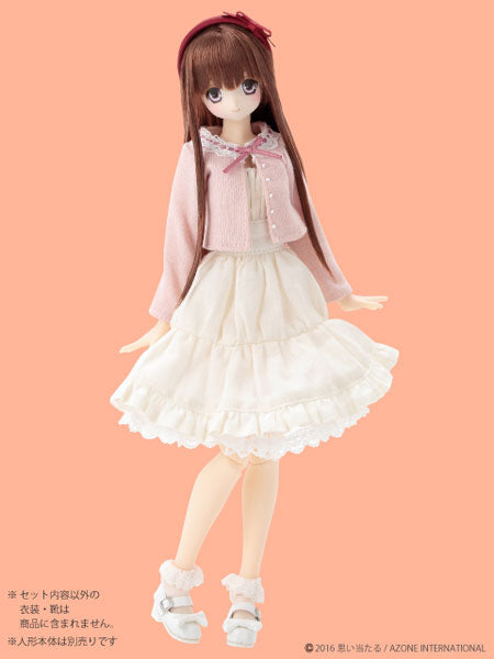 Doll Clothes - PureNeemo - PureNeemo M Size Costume - Pureneemo Original Costume - Lace Collar Cardigan & Cami One-piece Dress Set - 1/6 - Pink x Cream (Azone)