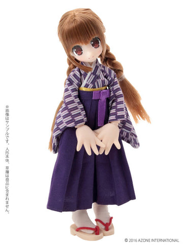 Doll Clothes - Picconeemo Costume - Yagasuri Hakama Set - 1/12 - Wisteria x Purple (Azone)