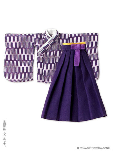 Doll Clothes - Picconeemo Costume - Yagasuri Hakama Set - 1/12 - Wisteria x Purple (Azone)