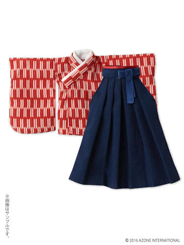 Doll Clothes - Picconeemo Costume - Yagasuri Hakama Set - 1/12 - Dark Red x Navy (Azone)