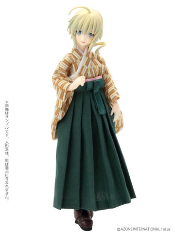 Doll Clothes - Picconeemo Costume - Yagasuri Hakama Set - 1/12 - Bright Yellow x Dark Green (Azone)