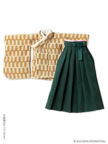 Doll Clothes - Picconeemo Costume - Yagasuri Hakama Set - 1/12 - Bright Yellow x Dark Green (Azone)