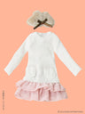 Doll Clothes - Picconeemo Costume - Tippet & Knit Chiffon One-piece Set - 1/12 - Off White x Pink (Azone)