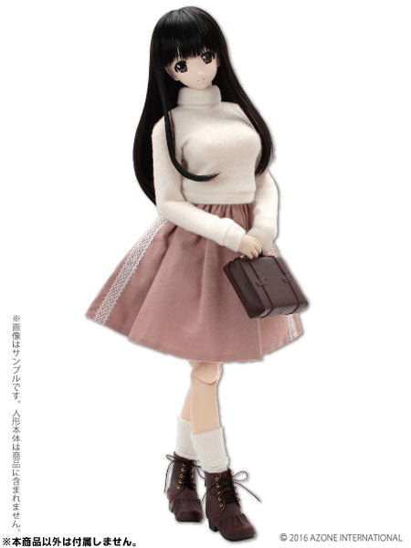 48cm/50cm Doll Wear - AZO2 Yawaraka Turtle Neck Sweater Set / Cream x Pink (DOLL ACCESSORY)