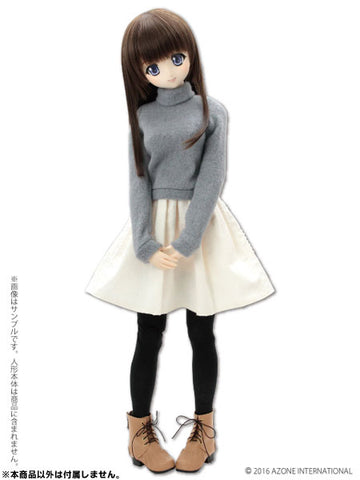 48cm/50cm Doll Wear - AZO2 Yawaraka Turtle Neck Sweater Set / Gray x Black (DOLL ACCESSORY)