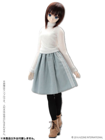 48cm/50cm Doll Wear - AZO2 Yawaraka Turtle Neck Sweater Set / White x White (DOLL ACCESSORY)