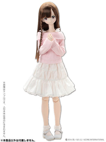 48cm/50cm Doll Wear - 50 Ribbon Cami & Off-shoulder Knit Set / Pink x White (DOLL ACCESSORY)