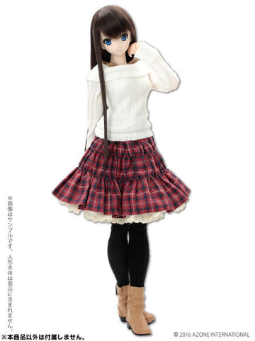 48cm/50cm Doll Wear - 50 Natural Girly Tiered Skirt / Red Checkered (DOLL ACCESSORY)