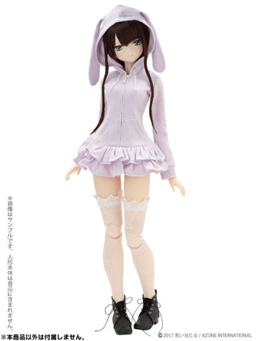 48cm/50cm Doll Wear - AZO2 Rabbit Ears Parka One-piece / Lavender (DOLL ACCESSORY)