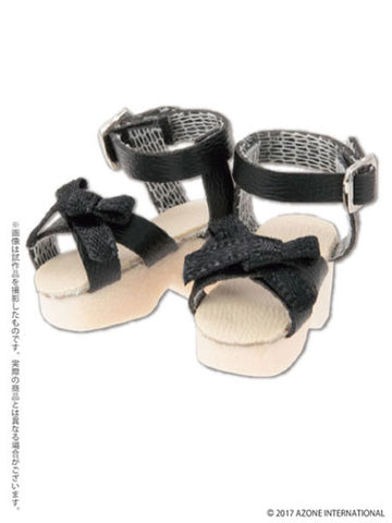 Doll Clothes - Pureneemo Original Costume - Ribbon Strap Sandal - 1/6 - Black (Azone)