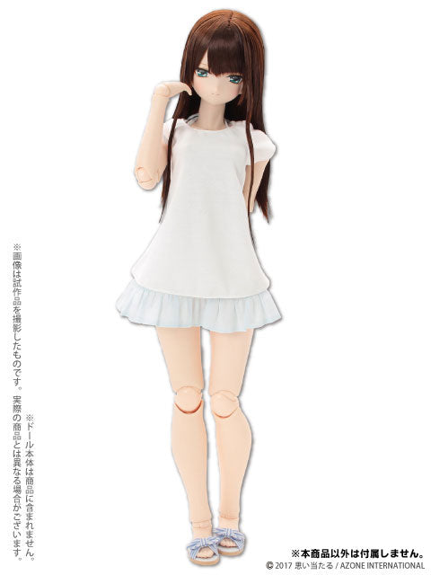 48cm/50cm Doll Wear - 50 T-shirt Camisole One-piece Set / White x Sax (DOLL ACCESSORY)