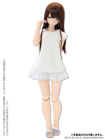 48cm/50cm Doll Wear - 50 T-shirt Camisole One-piece Set / White x Sax (DOLL ACCESSORY)