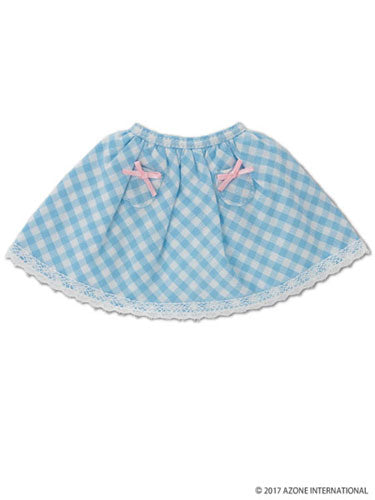 Doll Clothes - Kinoko Planet - Little Pocket Skirt - Light Blue Check (Azone)